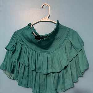 Teal Tiered Ruffled Skirt